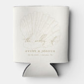 Seashell Ivory & Gold Beach Coastal Wedding Favor Blikjeskoeler (Voorkant)