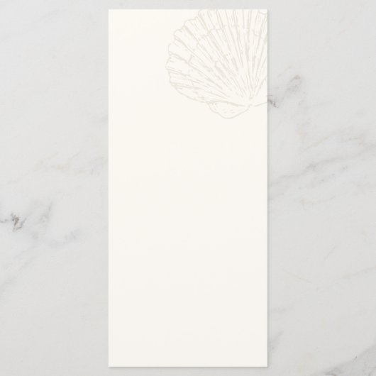 Seashell Ivory & Gold Beach Let's Eat Wedding Menu (Achterkant)