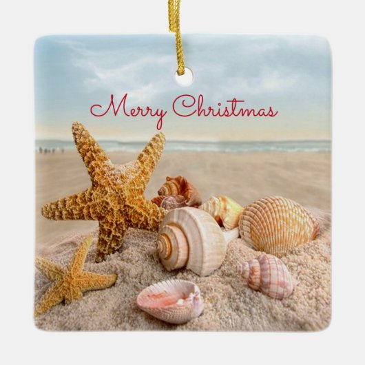 Seashell-kerstversiering Keramisch Ornament (Voorkant)