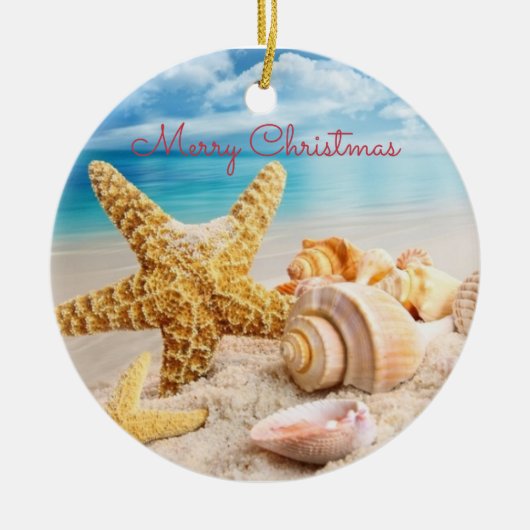 Seashell-kerstversiering Keramisch Ornament (Voorkant)