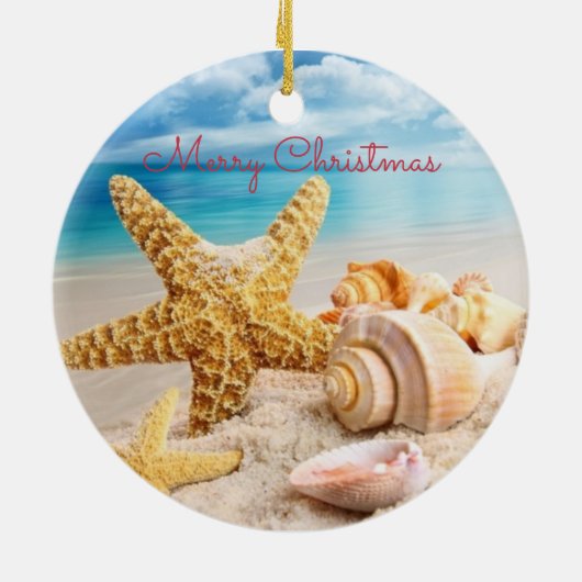 Seashell-kerstversiering Keramisch Ornament (Achterkant)