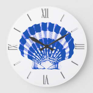Seashell - kobalt blauw en wit grote klok
