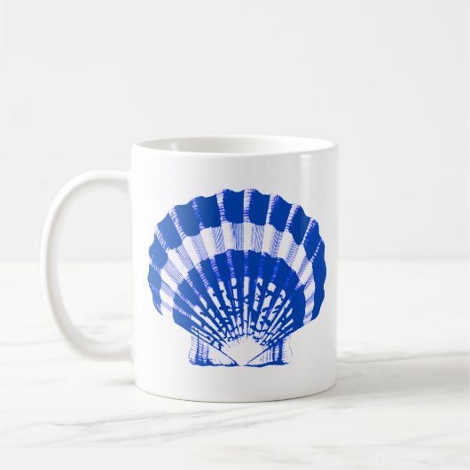 Seashell - kobalt blauw en wit koffiemok (Links)