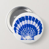 Seashell - kobalt blauw en wit ronde button 7,6 cm (Voorkant /achterkant)