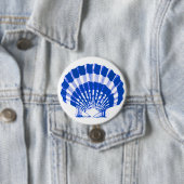 Seashell - kobalt blauw en wit ronde button 7,6 cm (In situ)