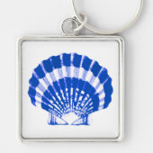 Seashell - kobalt blauw en wit sleutelhanger (Voorkant)