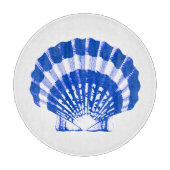Seashell - kobalt blauw en wit snijplank (Voorkant)