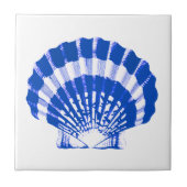 Seashell - kobalt blauw en wit tegeltje (Voorkant)