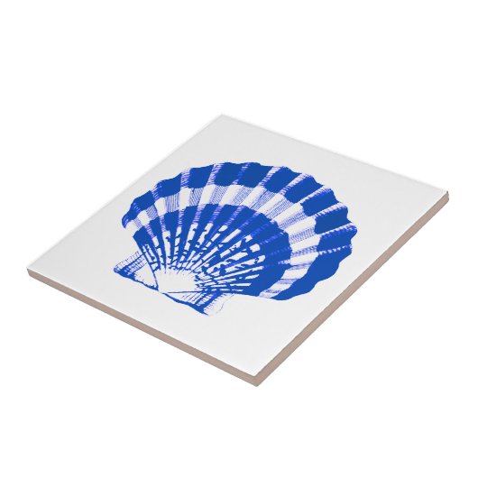 Seashell - kobalt blauw en wit tegeltje (Zijkant)
