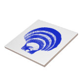 Seashell - kobalt blauw en wit tegeltje (Zijkant)