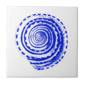 Seashell - kobalt blauw en wit tegeltje (Voorkant)
