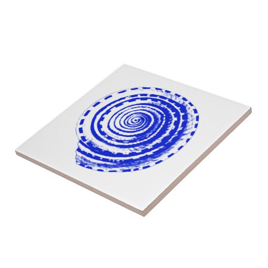 Seashell - kobalt blauw en wit tegeltje (Zijkant)