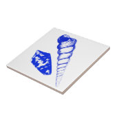 Seashell - kobalt blauw en wit tegeltje (Zijkant)