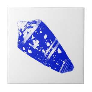 Seashell - kobalt blauw en wit tegeltje