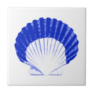 Seashell - kobalt blauw en wit tegeltje