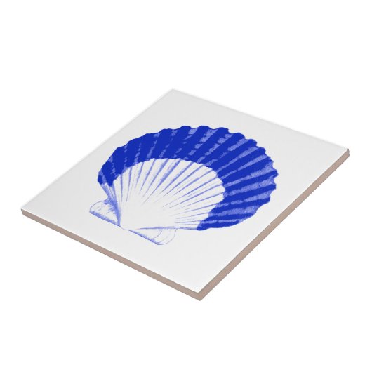 Seashell - kobalt blauw en wit tegeltje (Zijkant)