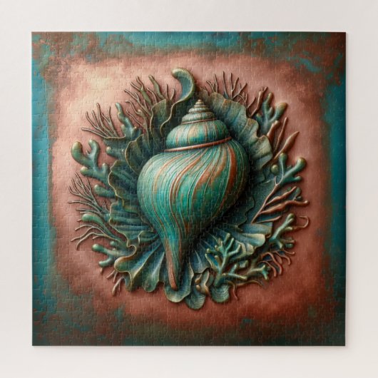 Seashell Koper en Patina Beach House Legpuzzel (Verticaal)