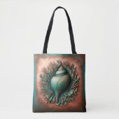 Seashell Koper en Patina Beach House Tote Bag (Voorkant)