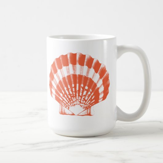 Seashell - koraal sinaasappel en wit koffiemok (Rechts)