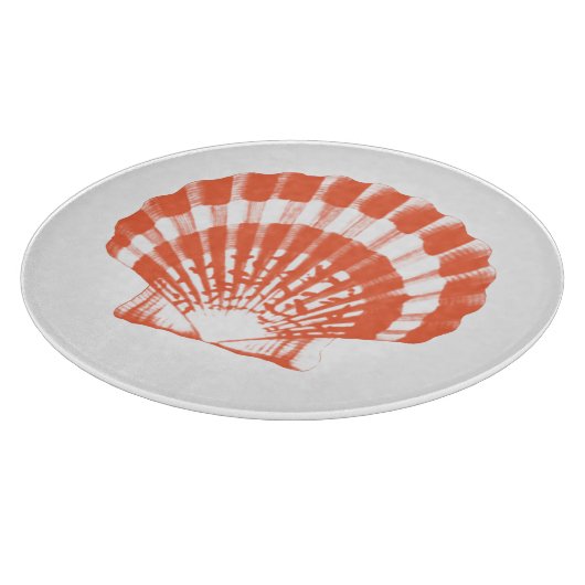 Seashell - koraal sinaasappel en wit snijplank (Hoek)