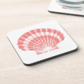 Seashell - koraalroze en wit bier onderzetter (Linkerzijde)
