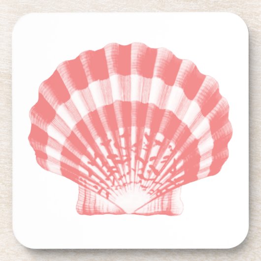 Seashell - koraalroze en wit bier onderzetter (Voorkant)