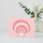 Seashell - koraalroze en wit briefkaart (Staand voorkant)
