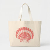 Seashell - koraalroze en wit grote tote bag (Voorkant)