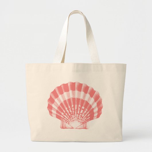 Seashell - koraalroze en wit grote tote bag (Voorkant)