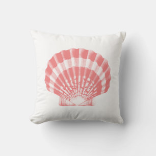 Seashell - koraalroze en wit kussen