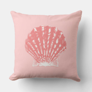 Seashell - koraalroze en wit kussen