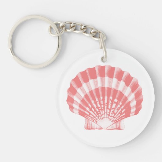 Seashell - koraalroze en wit sleutelhanger (Voorkant)