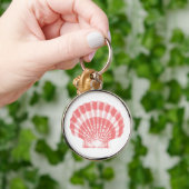 Seashell - koraalroze en wit sleutelhanger (Hand)