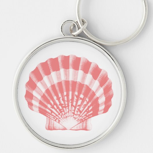 Seashell - koraalroze en wit sleutelhanger (Voorkant)