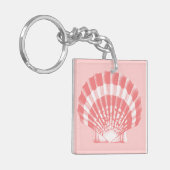 Seashell - koraalroze en wit sleutelhanger (Voorkant Links)