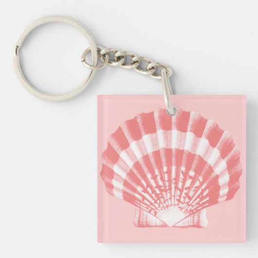 Seashell - koraalroze en wit sleutelhanger (Voorkant)