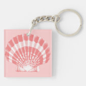 Seashell - koraalroze en wit sleutelhanger (Achterkant)