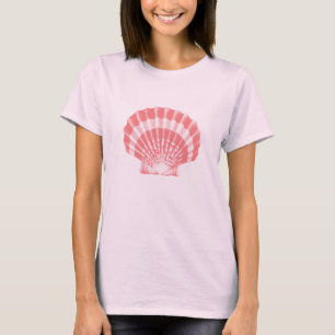 Seashell - koraalroze en wit t-shirt
