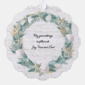 Seashell krans en banner met foto ornament kaart (Achterkant)