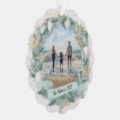 Seashell krans en banner met foto ornament kaart (Rechts)