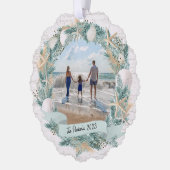 Seashell krans en banner met foto ornament kaart (Links)