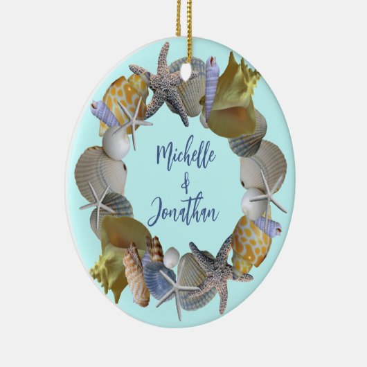 Seashell Krans Namen en Jaar Ornament (Rechts)