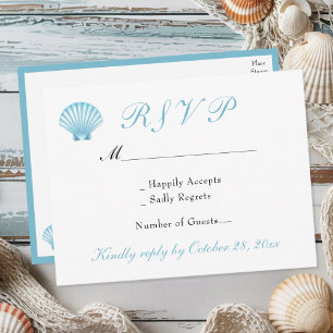 Seashell Kust Romantische Zomer Huwelijk RSVP Uitnodiging Briefkaart