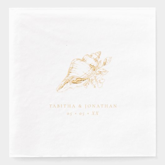 Seashell Kustbruiloft Folie Servetten (Voorkant)