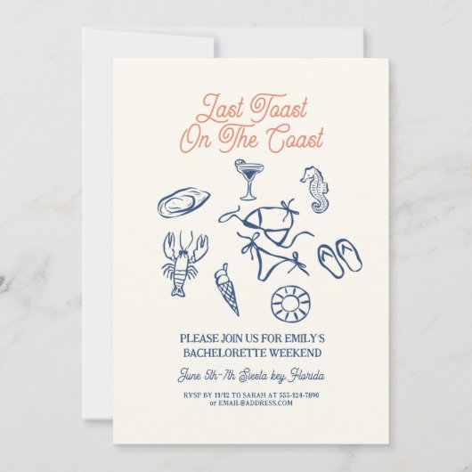 Seashell Laatste toast kust Bachelorette weekend Kaart (Voorkant)