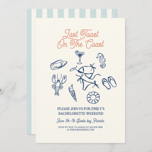 Seashell Laatste toast kust Bachelorette weekend Kaart (Voorkant / Achterkant)