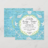 Seashell Leaf krans Ocean Beach Waterverf schelpen Kaart (Voorkant / Achterkant)