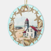 Seashell Lighthouse Ceramic Ornament (Links)