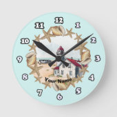 Seashell Lighthouse Clock Ronde Klok (Voorkant)