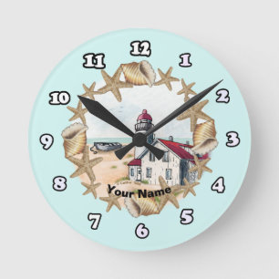 Seashell Lighthouse Clock Ronde Klok